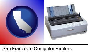 San Francisco, California - a vintage, dot matrix printer