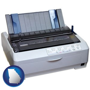 a vintage, dot matrix printer - with Georgia icon