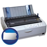 a vintage, dot matrix printer - with PA icon